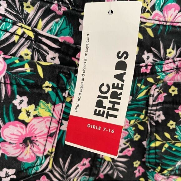 Epic Threads Girls’ Floral Denim Lace Detail Mini Shorts size 12 - Picture 3 of 4